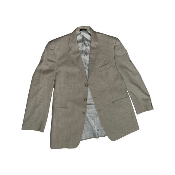 Sean John Men's Tan Plaid Suit Jacket Blazer 100% Wool Size 42R - Picture 1 of 6